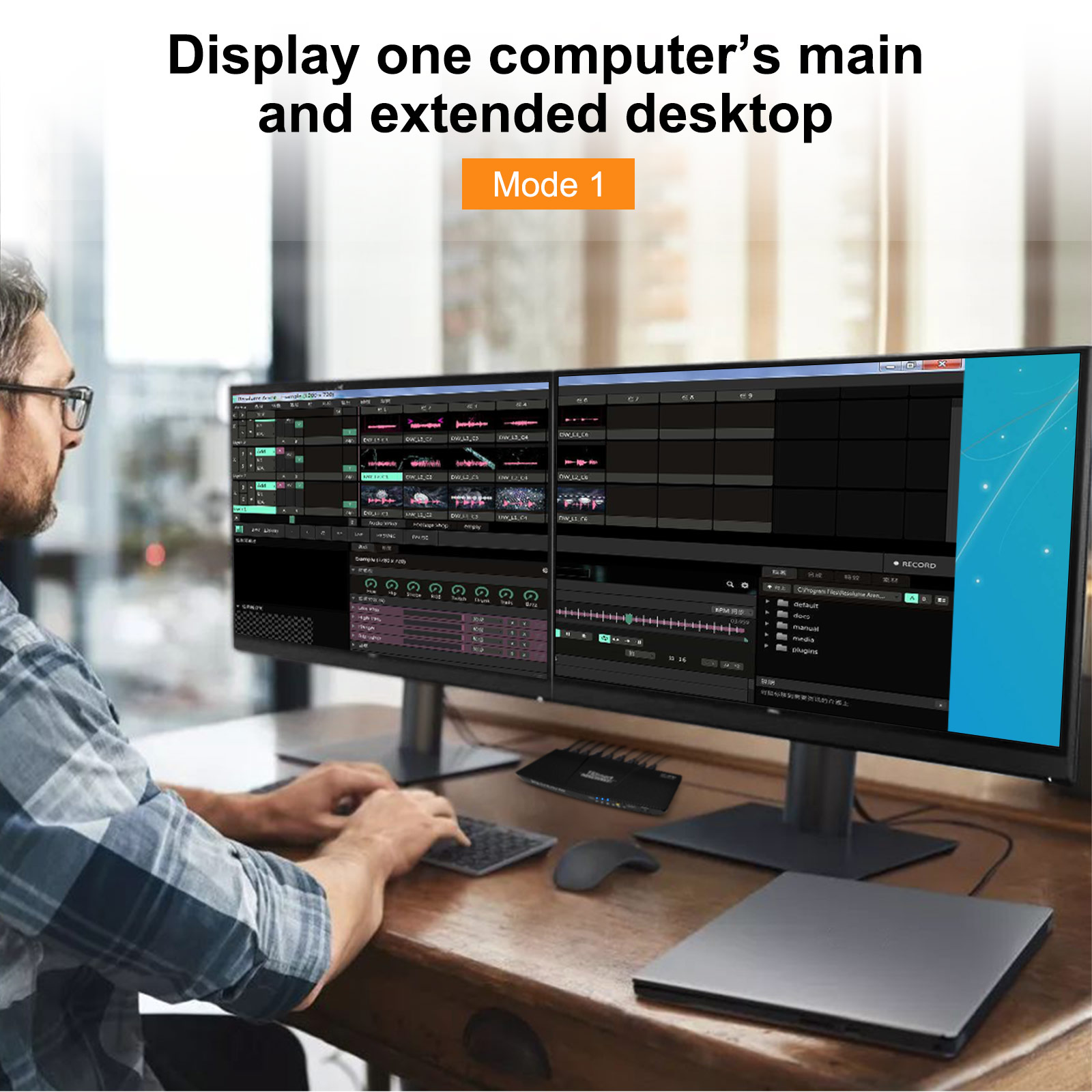 TESmart KVM Switch HDMI+DisplayPort ,2 In 2  Out ,Dual Monitor KVM Switch ,support 4K 3840*2160@60Hz  with Audio interface and USB 2.0