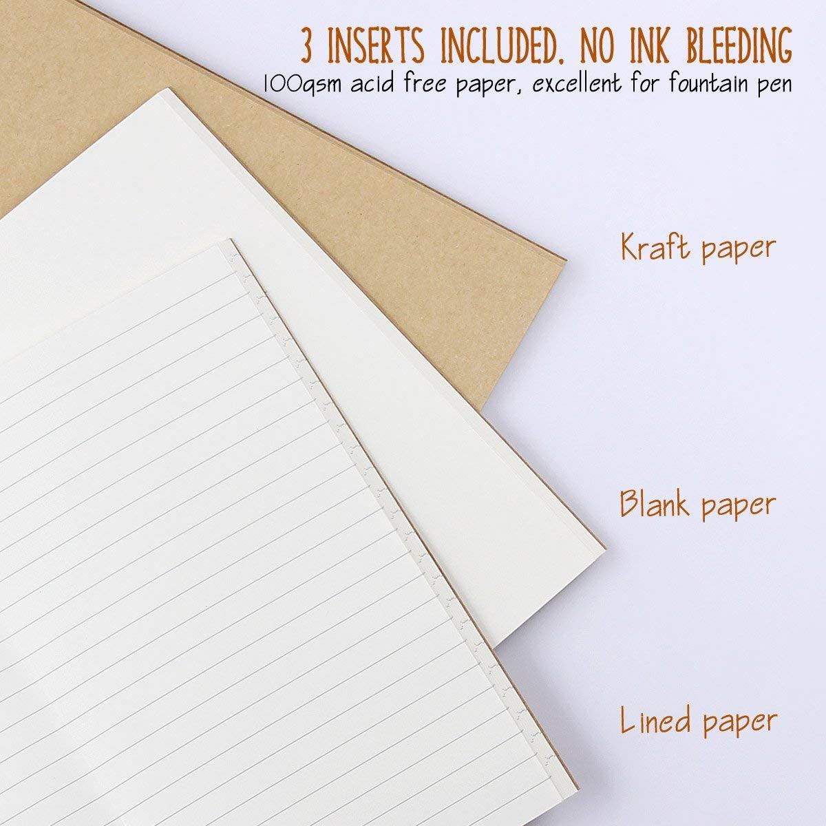 Leather Journal Refillable Travelers Notebook, Antique Handmade Leather Writing Diary Notepad, Travel Journal Notebook for Men & Women, Medium Size 6.7" x 4" - Coffee