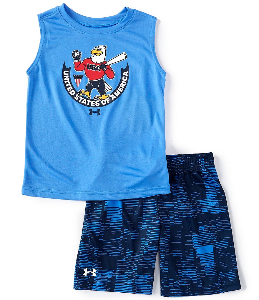 Champion Little Boys 2T-7 Short-Sleeve Script Logo Tee & Short Set