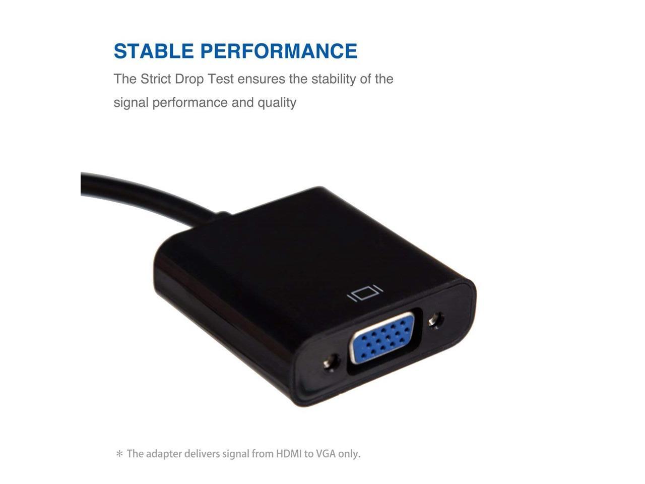 HDMI to VGA, Gold-Plated HDMI to VGA Adapter (Male to Female) for Computer, Desktop, Laptop, PC, Monitor, Projector, HDTV, Chromebook, Raspberry Pi, Roku, Xbox and More - Black