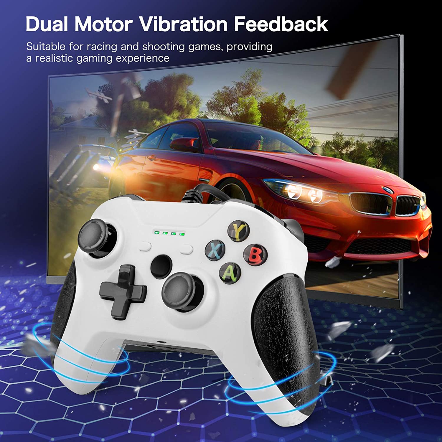 Wired Controller Compatible with Xbox One, USB Gamepad Controller with Dual Vibration, Headset Jack and Trigger Buttons for Xbox One/Xbox One S/Xbox One X/PC Windows 7/8/10