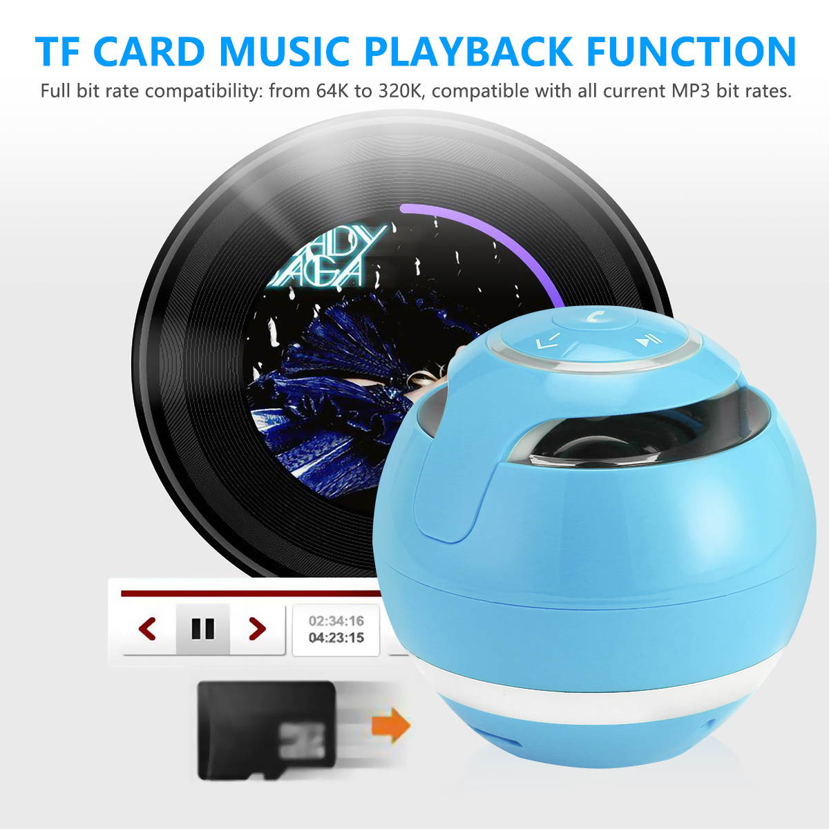 Wireless LED Mini Bluetooth Speaker Portable Super Bass Stereo USB/TF/FM Radio Black
