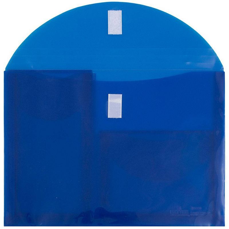 JAM Paper Plastic 3 Pocket Envelopes with Hook & Loop Closure, Letter Booklet, 9 3/4'' x 13'', Blue Poly
