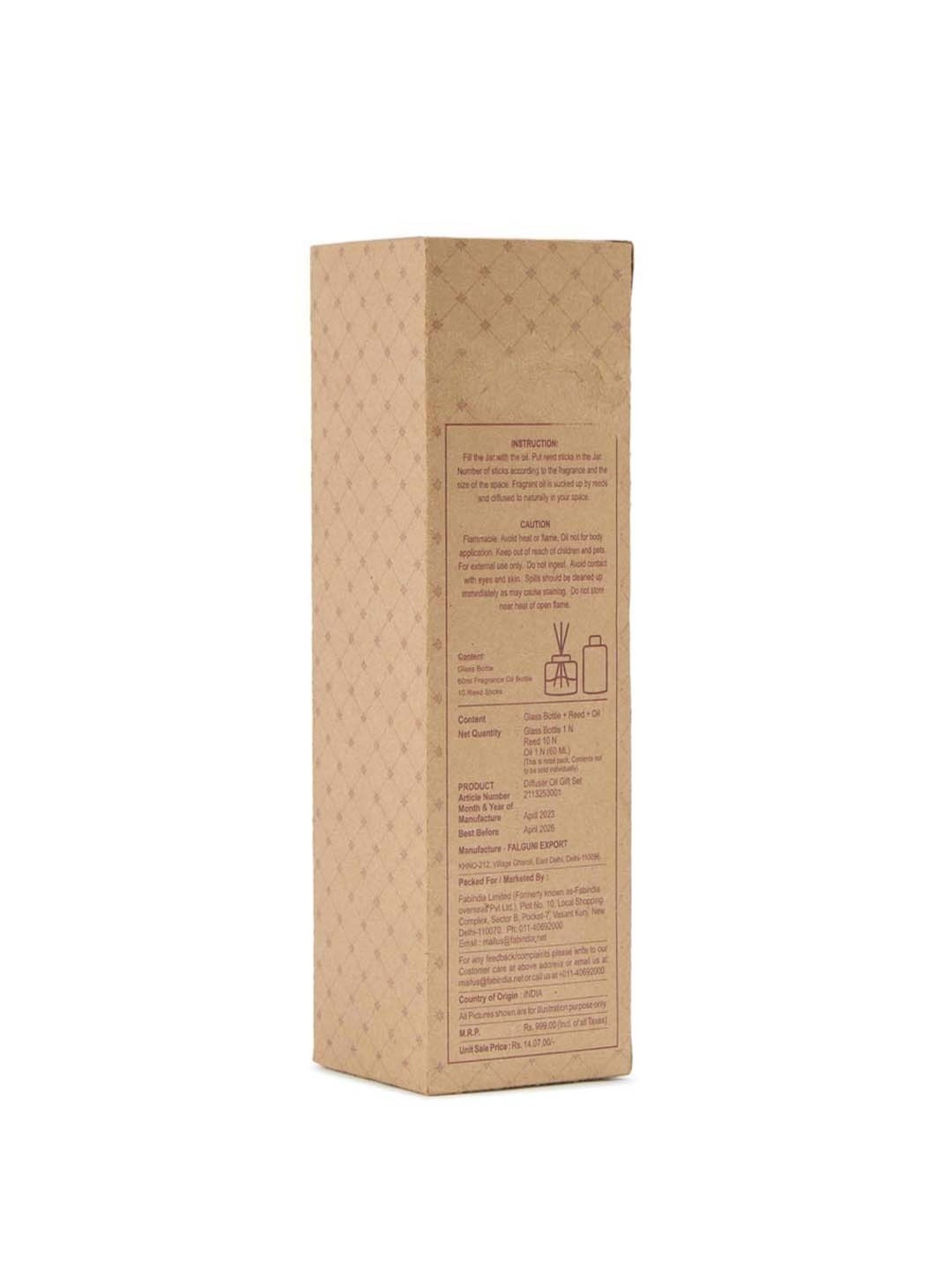 Fabindia Natural Glass 1 Diffuser Bottle & 1 Diffuser Oil