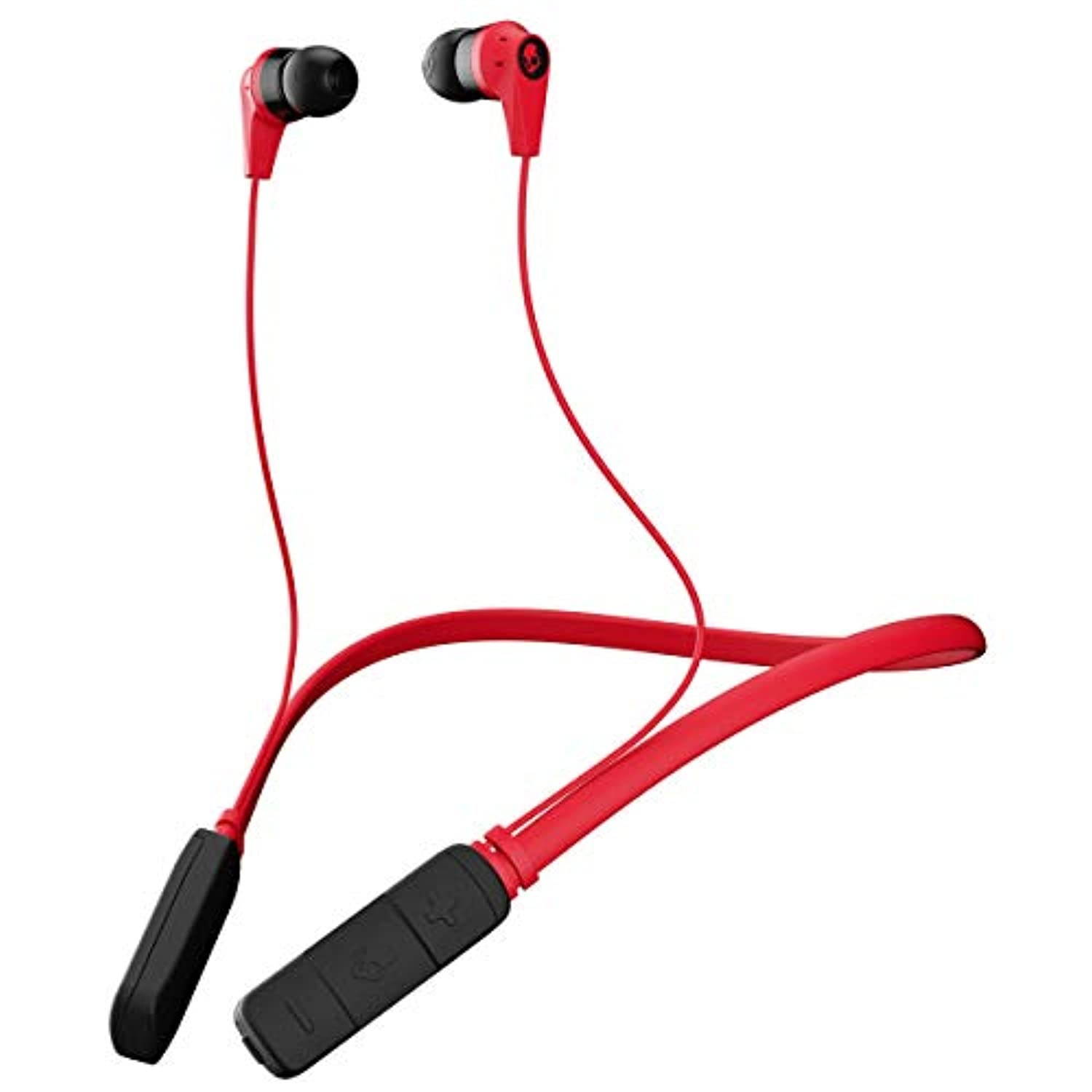 Skullcandy Ink'd Bluetooth Wireless Earbuds with Microphone, Noise Isolating Supreme Sound, 8-Hour Rechargeable Battery, Lightweight with Flexible Collar, Red/Black (SCS2IKW-J335)