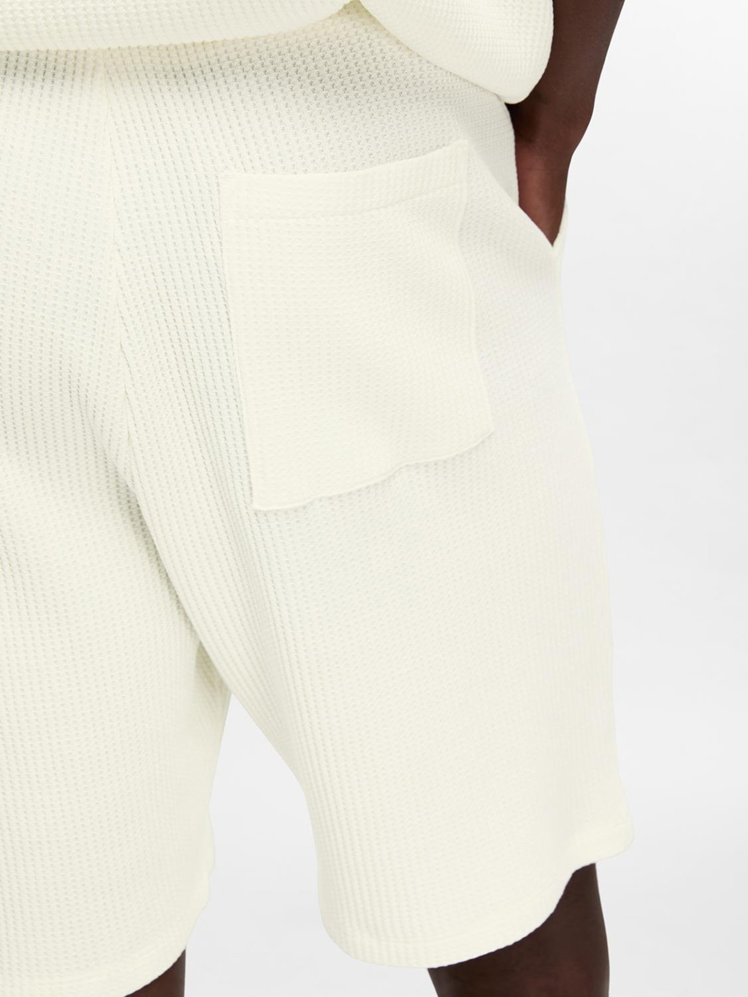 SELECTED HOMME Off White Relaxed Fit Textured Shorts