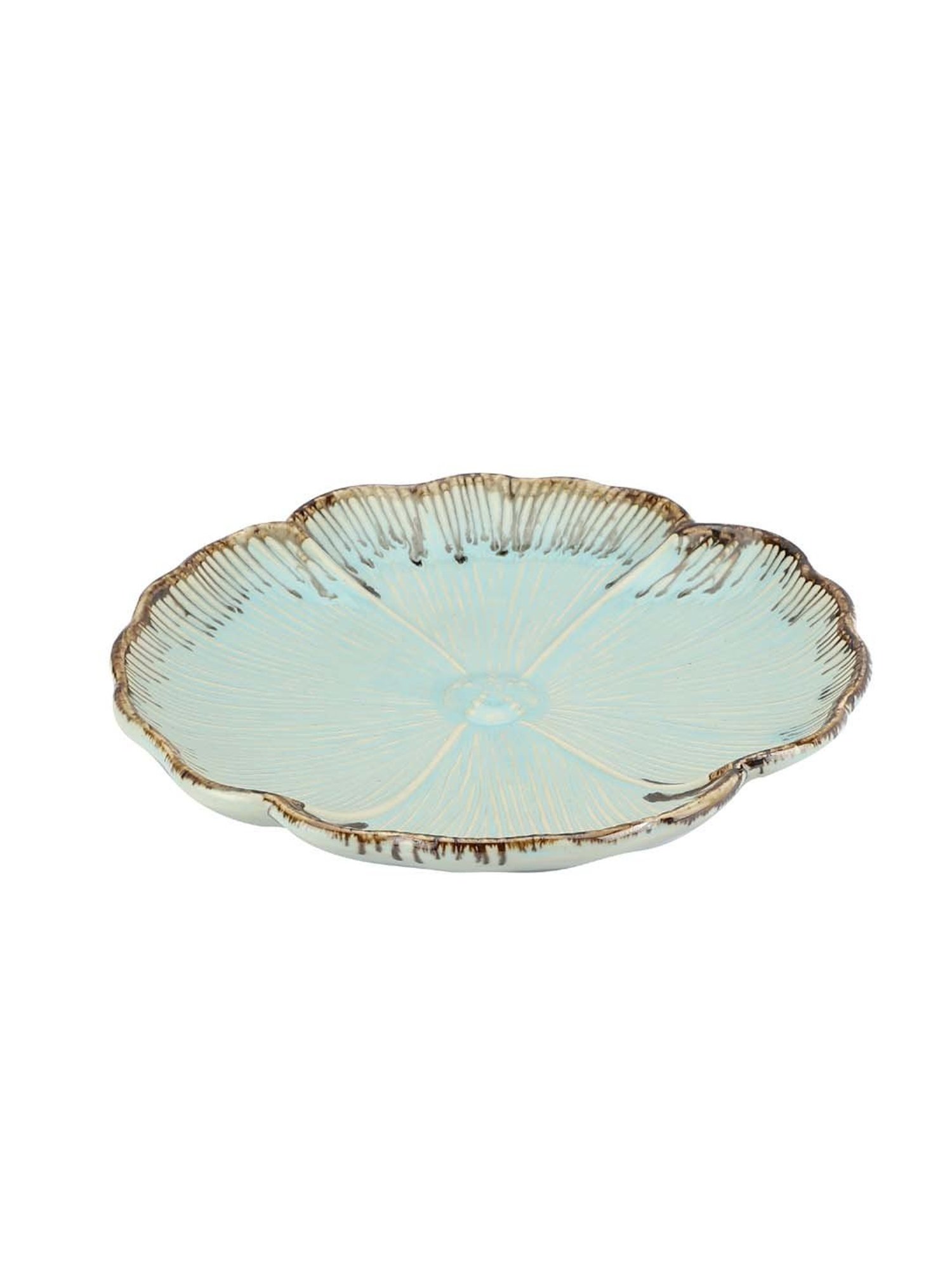 VarEesha Tranquil Sage Green Ceramic Daisy Serving Platter