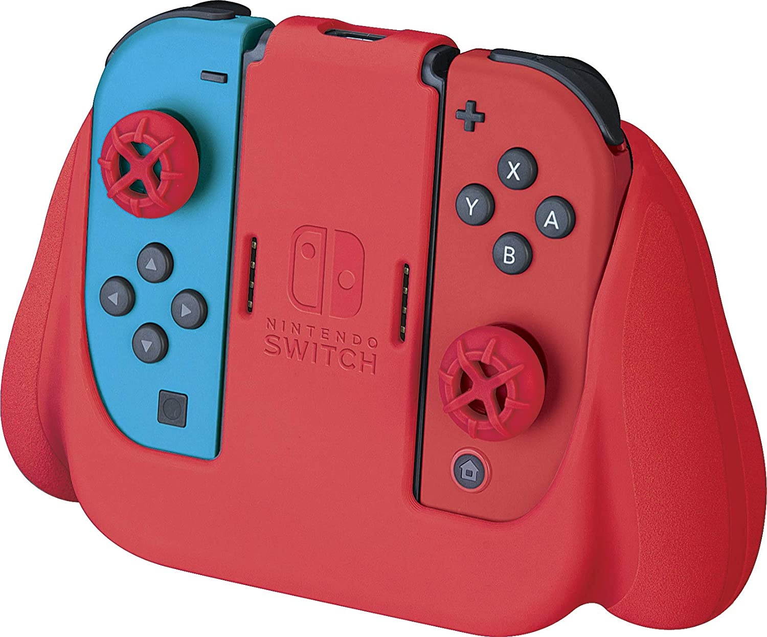 Officially Licensed Nintendo Switch Joy-Con Action Pack Grip and Thumb Buttons &ndash; Neon Red Textured Silicone