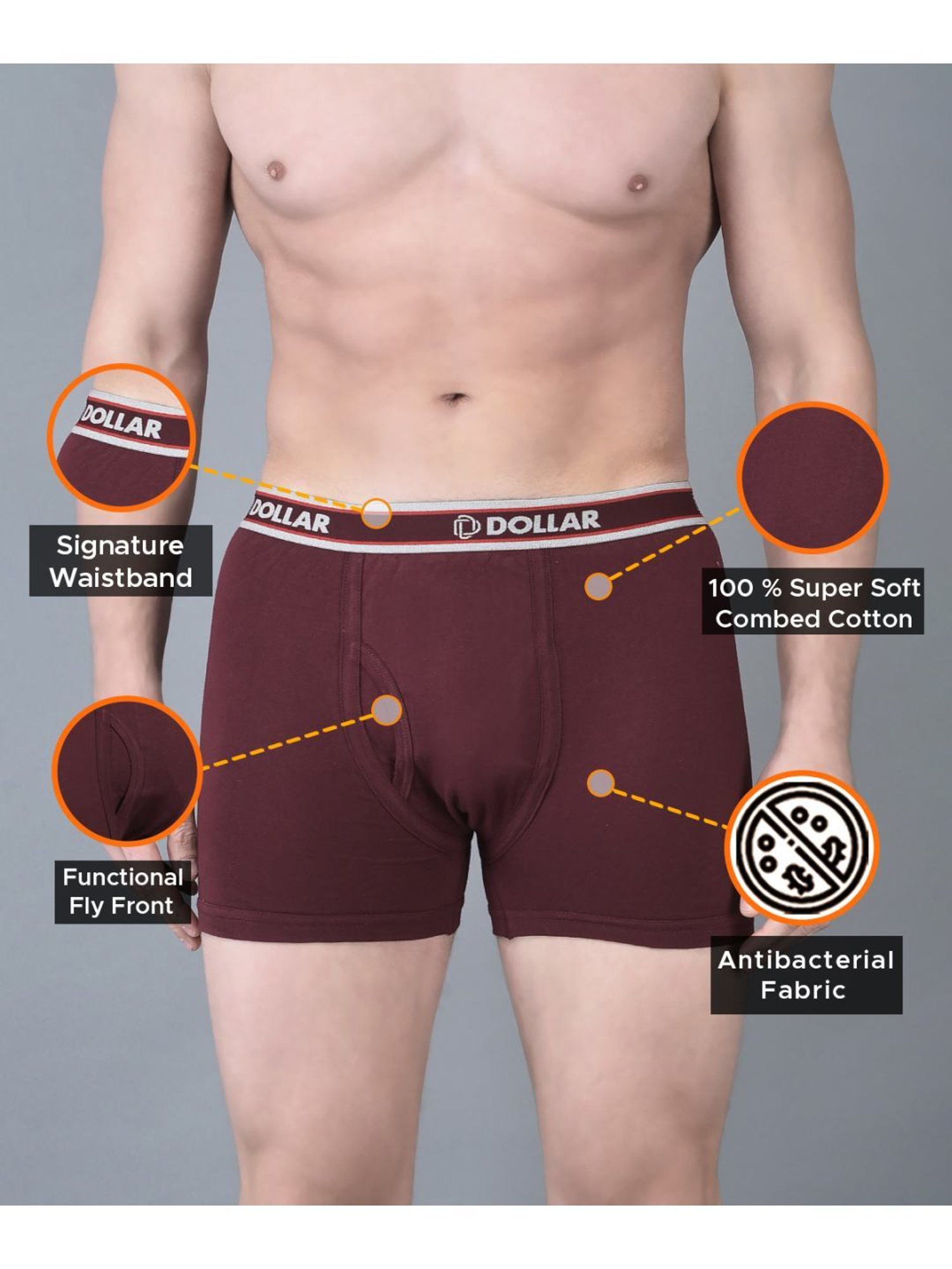 Dollar Bigboss Assorted Cotton Regular Fit Trunks - Pack Of 3