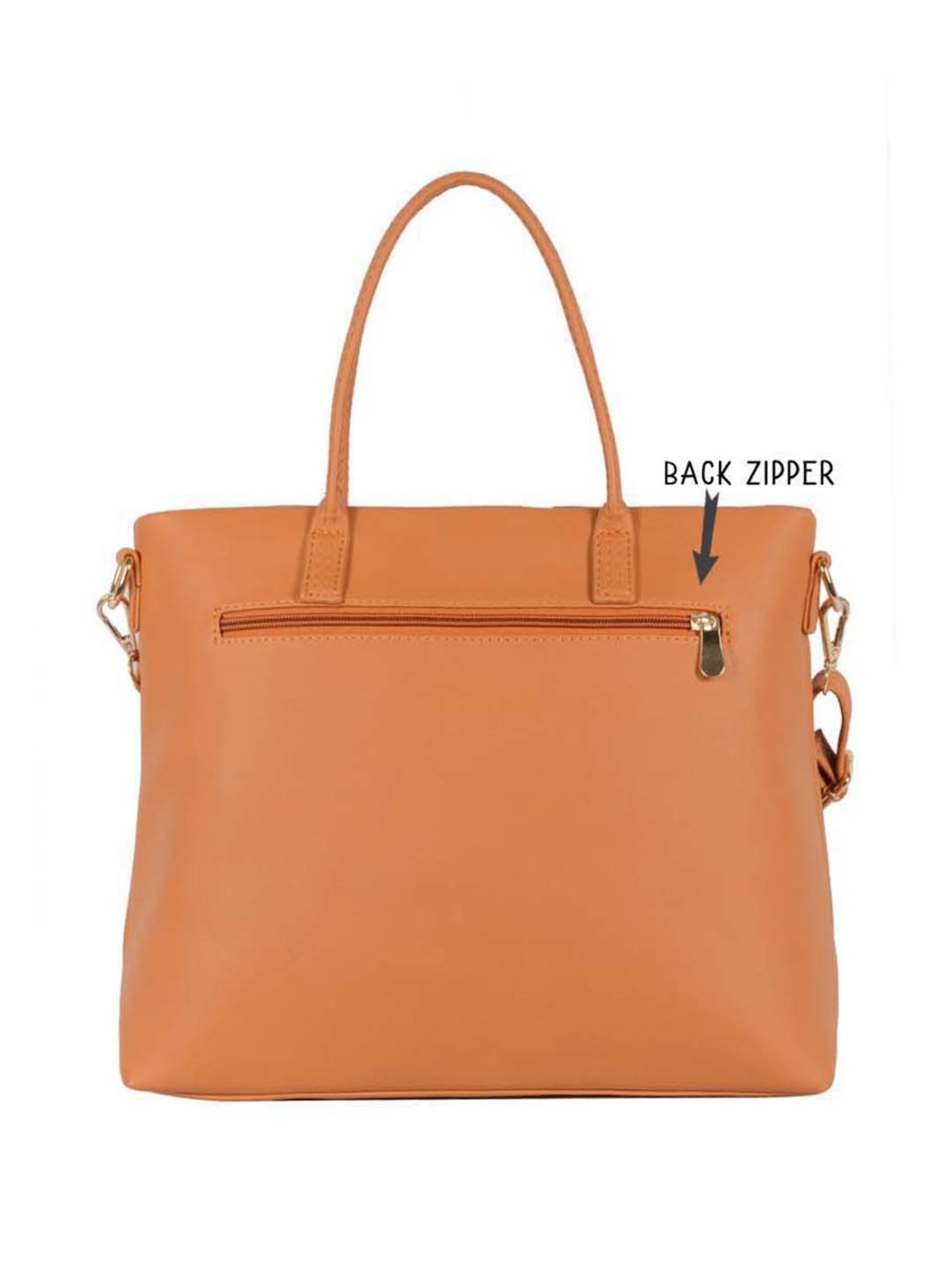 Baggit Orange Solid Medium Tote Handbag