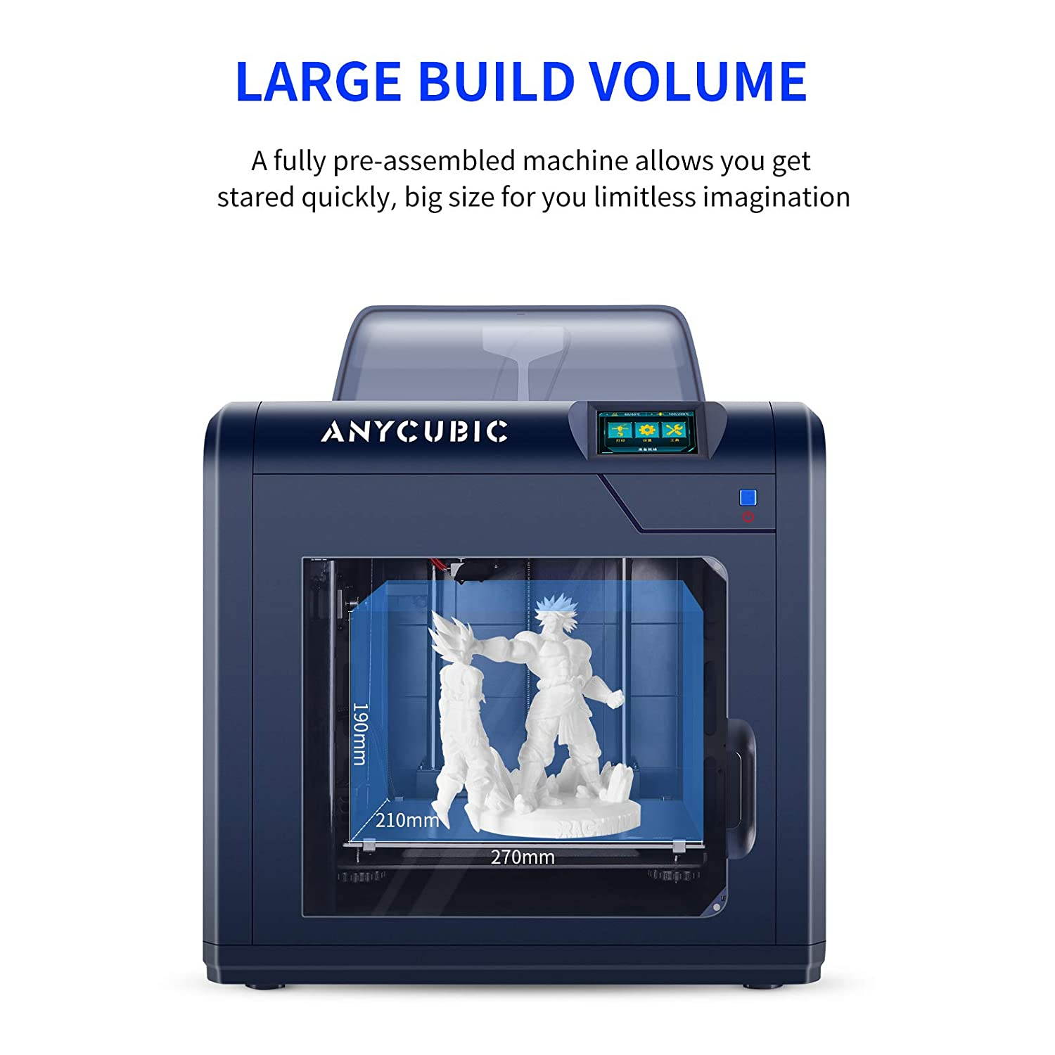 ANYCUBIC 3D Printer, 4Max Pro 2.0 Upgraded Metal FDM 3D Printer, Fully Enclosed, TFT Touchscreen, Ultra-Silent, Works with ABS/TPU/PLA/Hips Filament, 10.63''(L) x 8.27''(W) x 7.48''(H) Printing Size