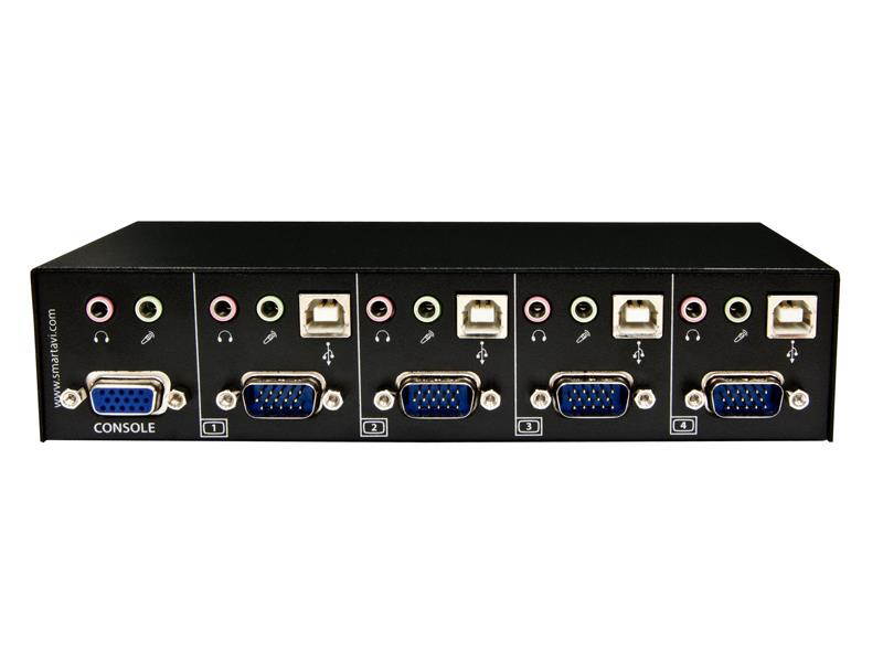Smartavi VNET+4PS 4x1 USB KVM Switch with Stereo Audio/VNET+ Series (1920x1200)
