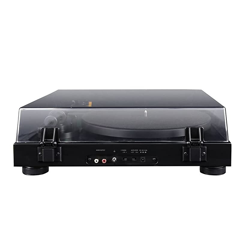 RT80 Classic High Fidelity Vinyl Turntable Record Player with Audio Technica AT91 Cartridge, Belt Drive, Built-in Preamp, Adjustable Counterweight, Solid Wood Plinth - Piano Black