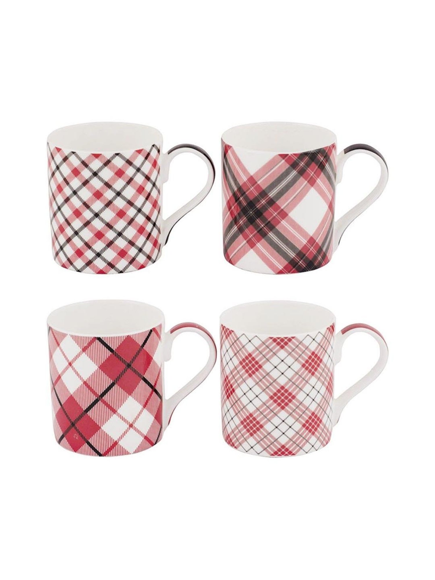 Goodhomes Red Bone China Coffee Mugs (270 ml) - Set of 4