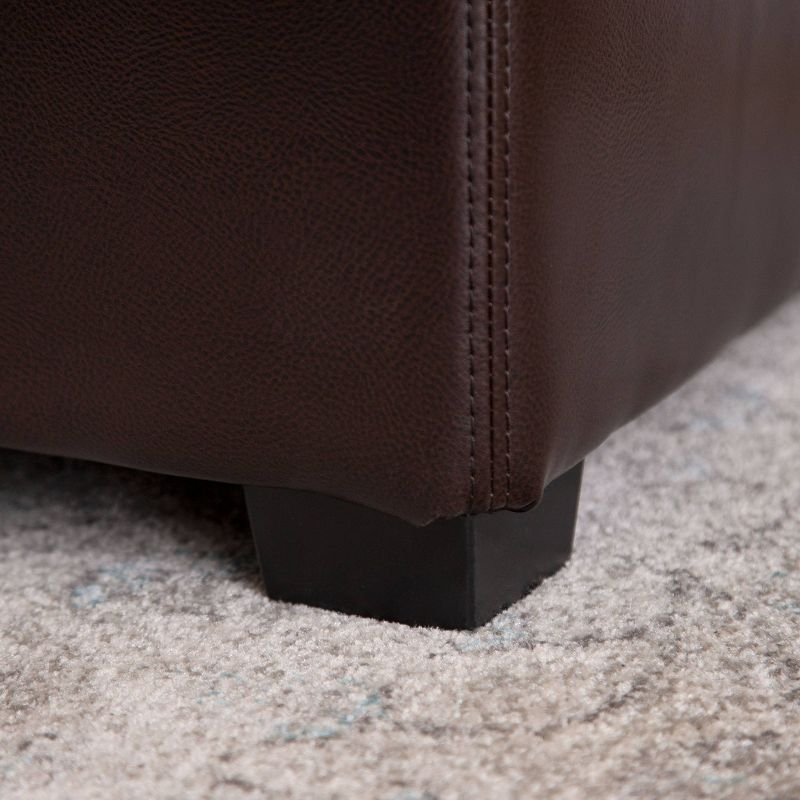 Joshua Bonded Leather Double Flip-Storage Ottoman Brown - Abbyson Living
