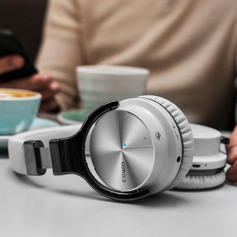 COWIN E7 Pro [2018 Upgraded] Active Noise Cancelling Headphones Bluetooth Headphones with Mic Hi-Fi Deep Bass Wireless Headphones Over Ear 30H Playtime Travel Work TV Computer Cellphone - Blue