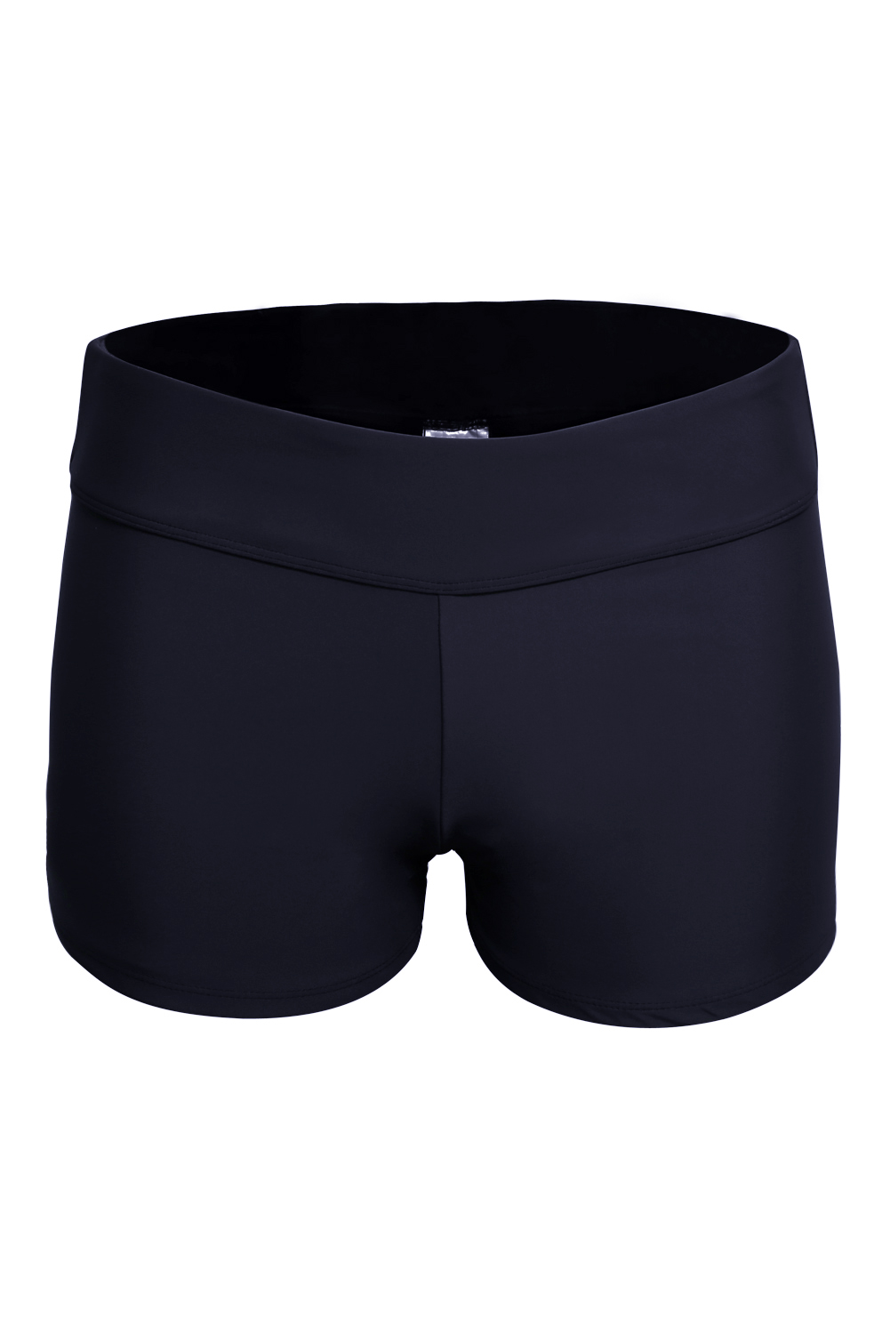 Black Wide Waistband Swimsuit Bottom Shorts