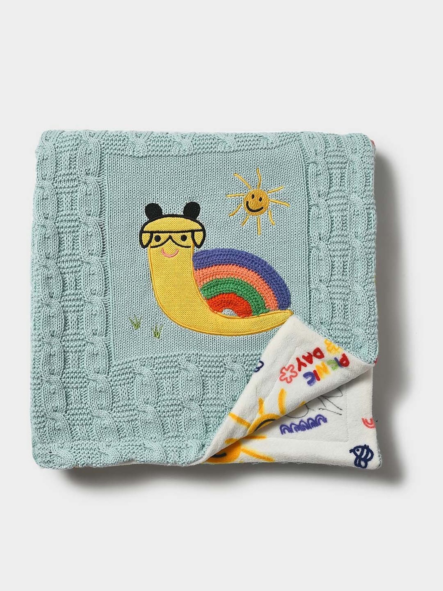 MiArcus Blue Cotton Blend 10 TC Printed Baby Blanket