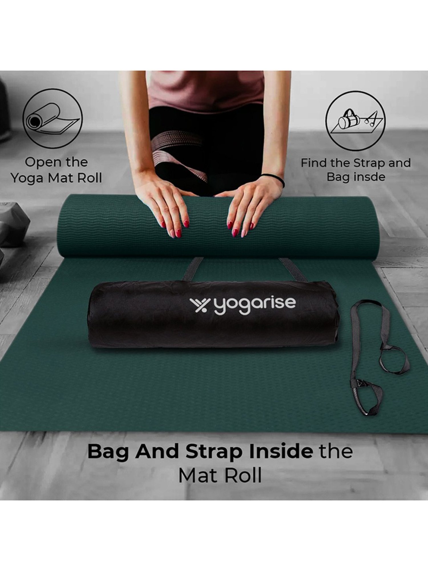 Yogarise Anti-Skid Yoga Mat Combo (Bottle Green) Size - 6mm