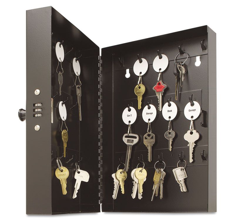 SteelMaster Hook-Style Key Cabinet 28-Key Steel Black 7-3/4"w x 3-1/4"d x 11-1/2"h 201202804
