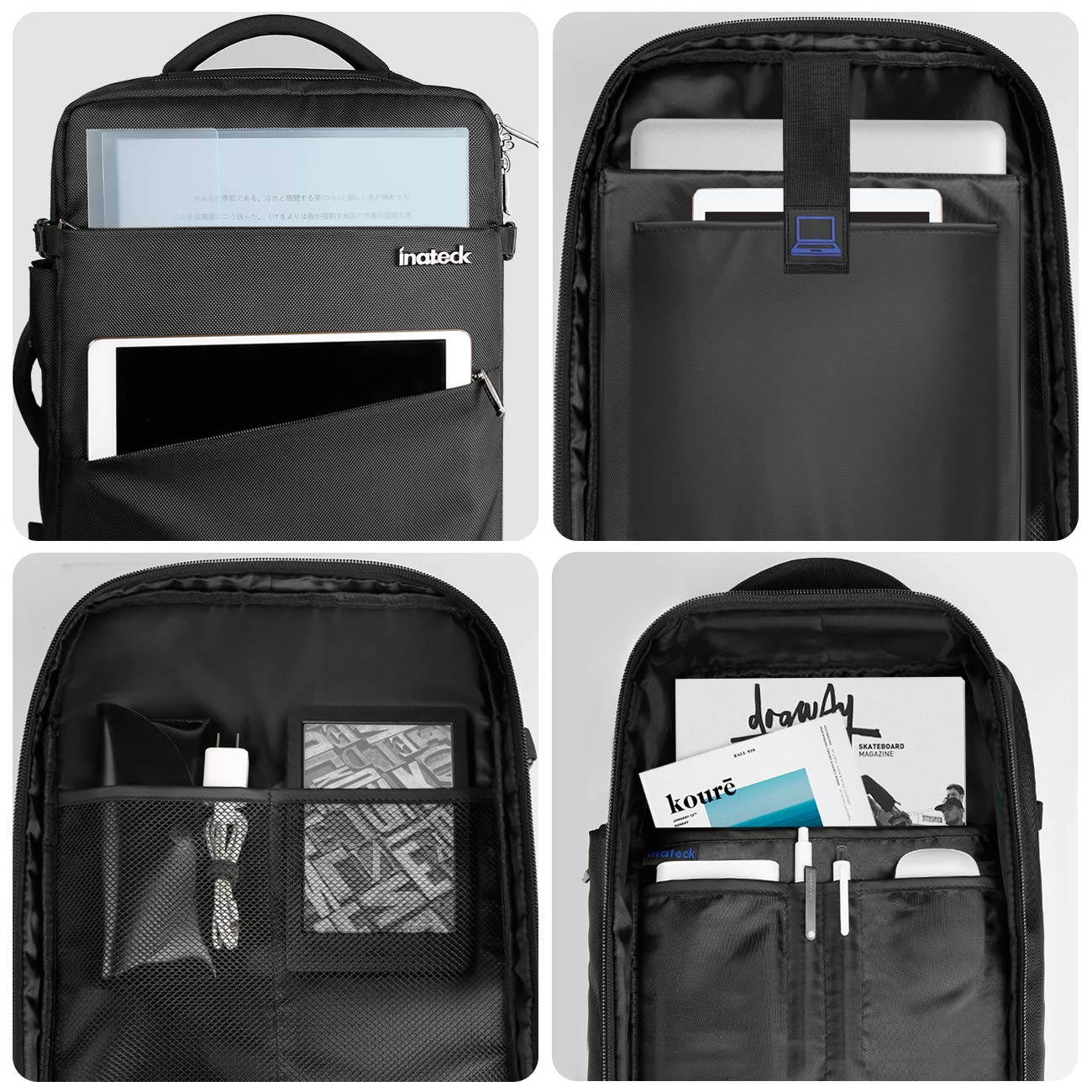 Inateck Travel Carry-On Luggage Backpack 30L, Flight Approved Business Anti-Theft Weekender Rucksack Bag, Fit 15.6'' Laptop for Men and Women - Black