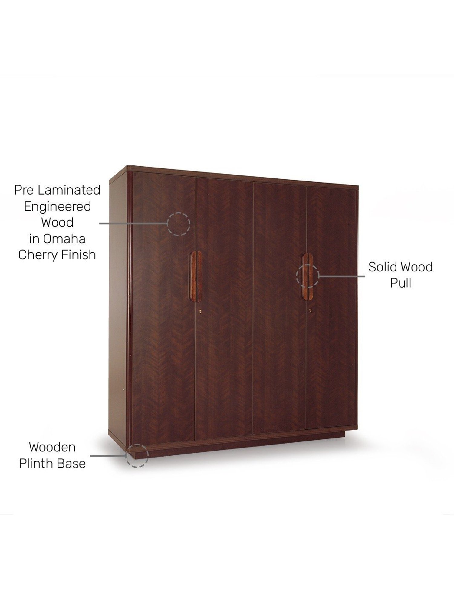 Godrej Interio Ewa Brown Engineered Wood 4 Door Wardrobe