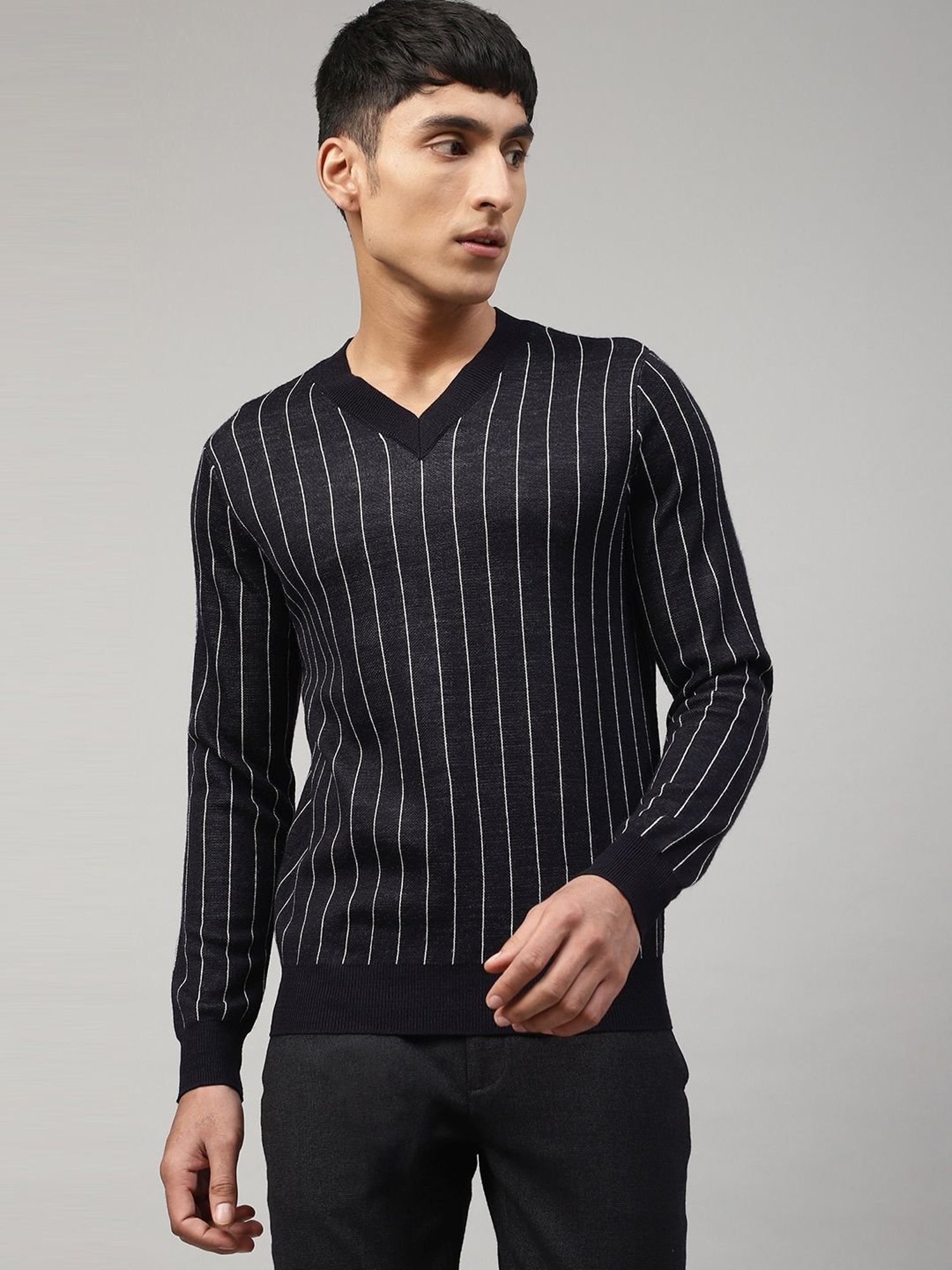 Antony Morato Black Regular Fit Striped Sweater