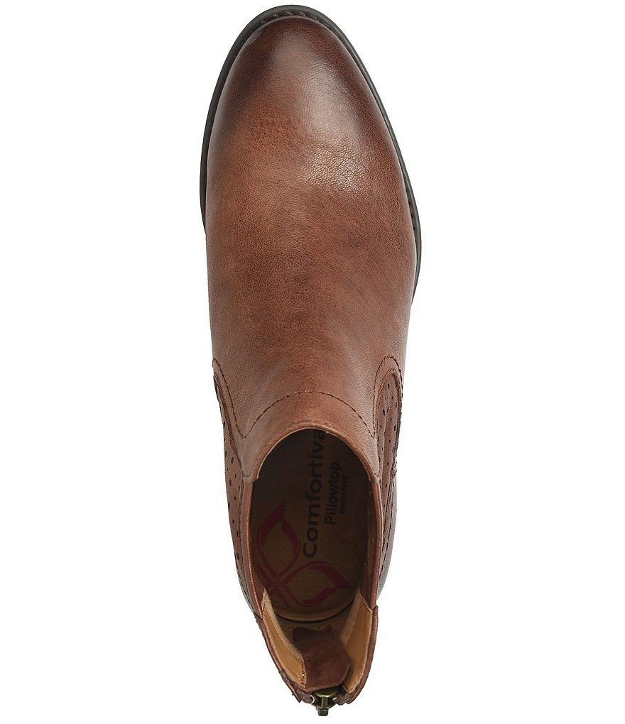 Comfortiva Cadwin Perforated Leather Block Heel Chelsea Booties
