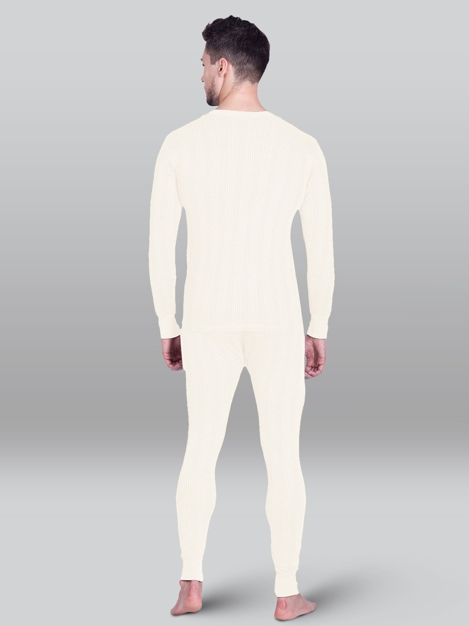 LUX Inferno Grey & White Skinny Fit Striped Thermal Set - Pack of 2