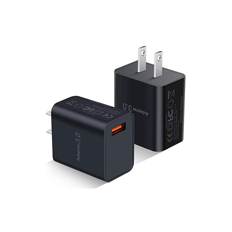 USB Wall Charger,  2-Pack 18W QC Charger 3.0 Adapter Phone Charger Block Fast Charging Compatible with Wireless Charger, Samsung Galaxy S9 S8 Note 8 9, iPhone, HTC and More