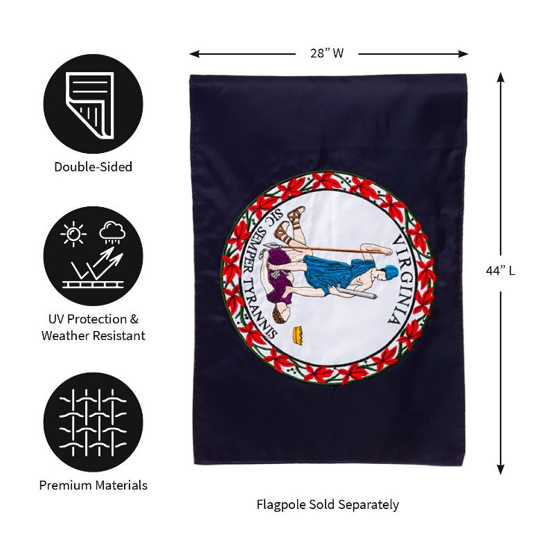 Evergreen Virginia State Flag House Applique Flag