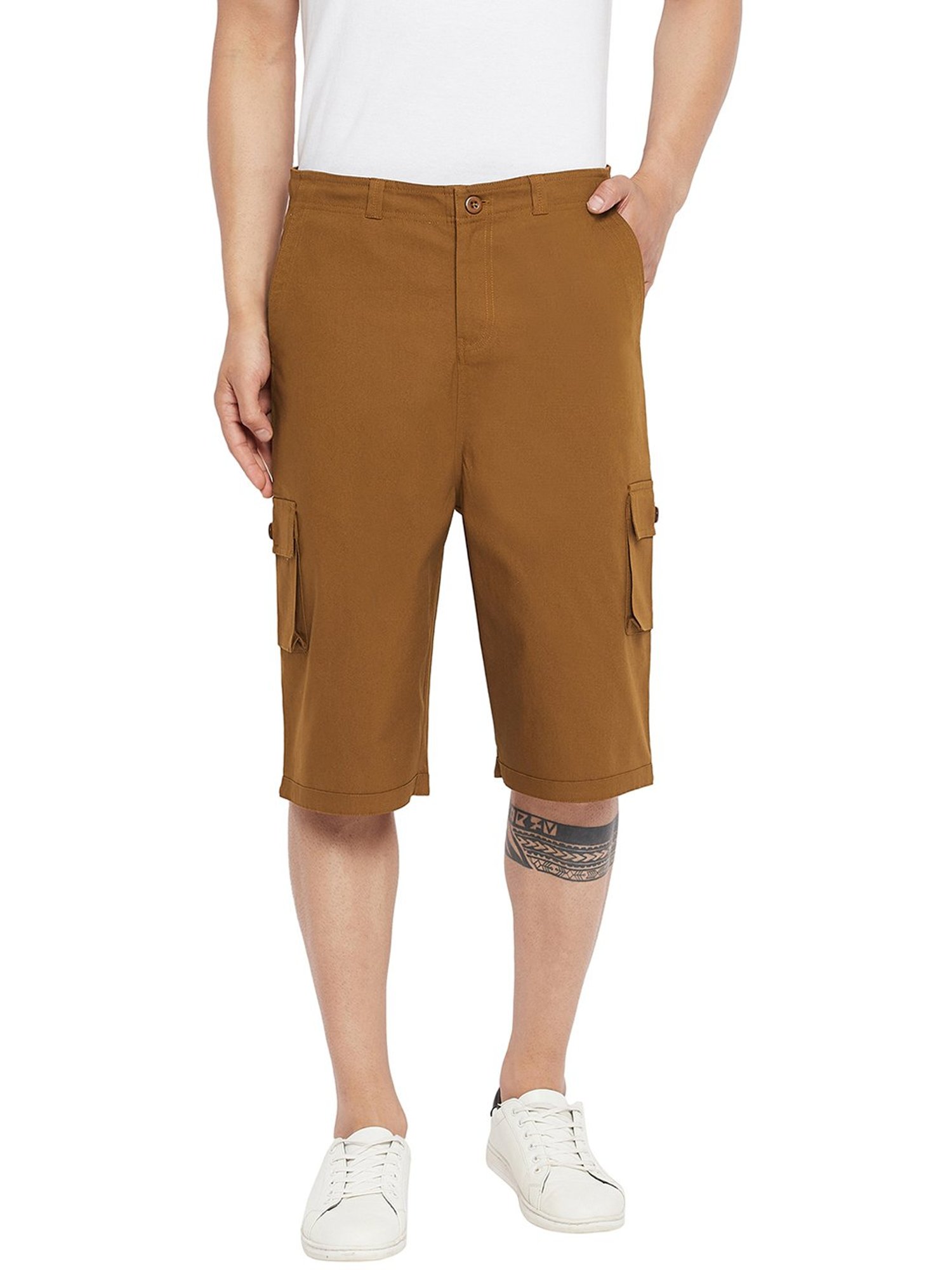 Hypernation Mustard Regular Fit Cargo Shorts
