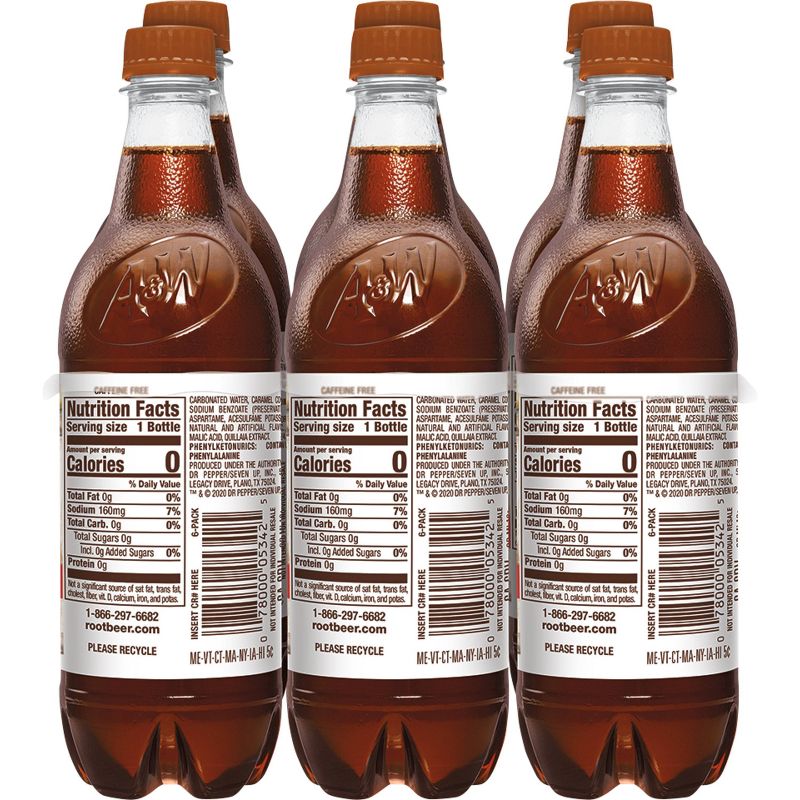 A&W Root Beer Zero Sugar - 6pk/0.5 L Bottles