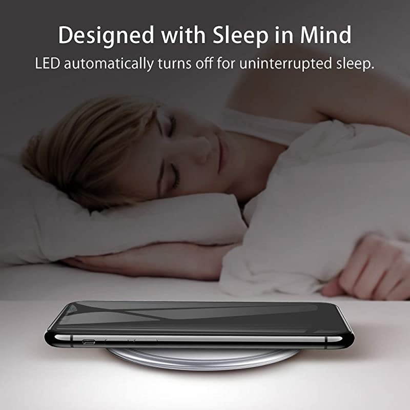 Wireless Charger Metal Frame UltraThin Fast Charging Pad 75W Compatible iPhone 1111 Pro11 Pro MaxXRXS 10W Fast Charging Galaxy S10S10+S10eNote10 Google Pixel 3No AC Adapter Silver