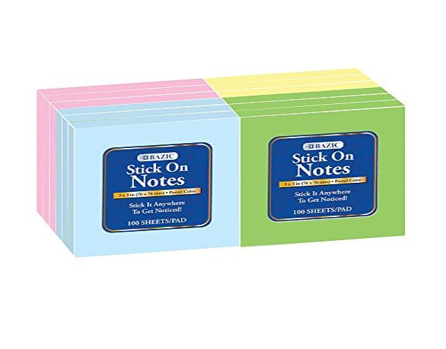 BAZIC 100 Ct. 3" X 3" Stick On Note (12/Shrink)