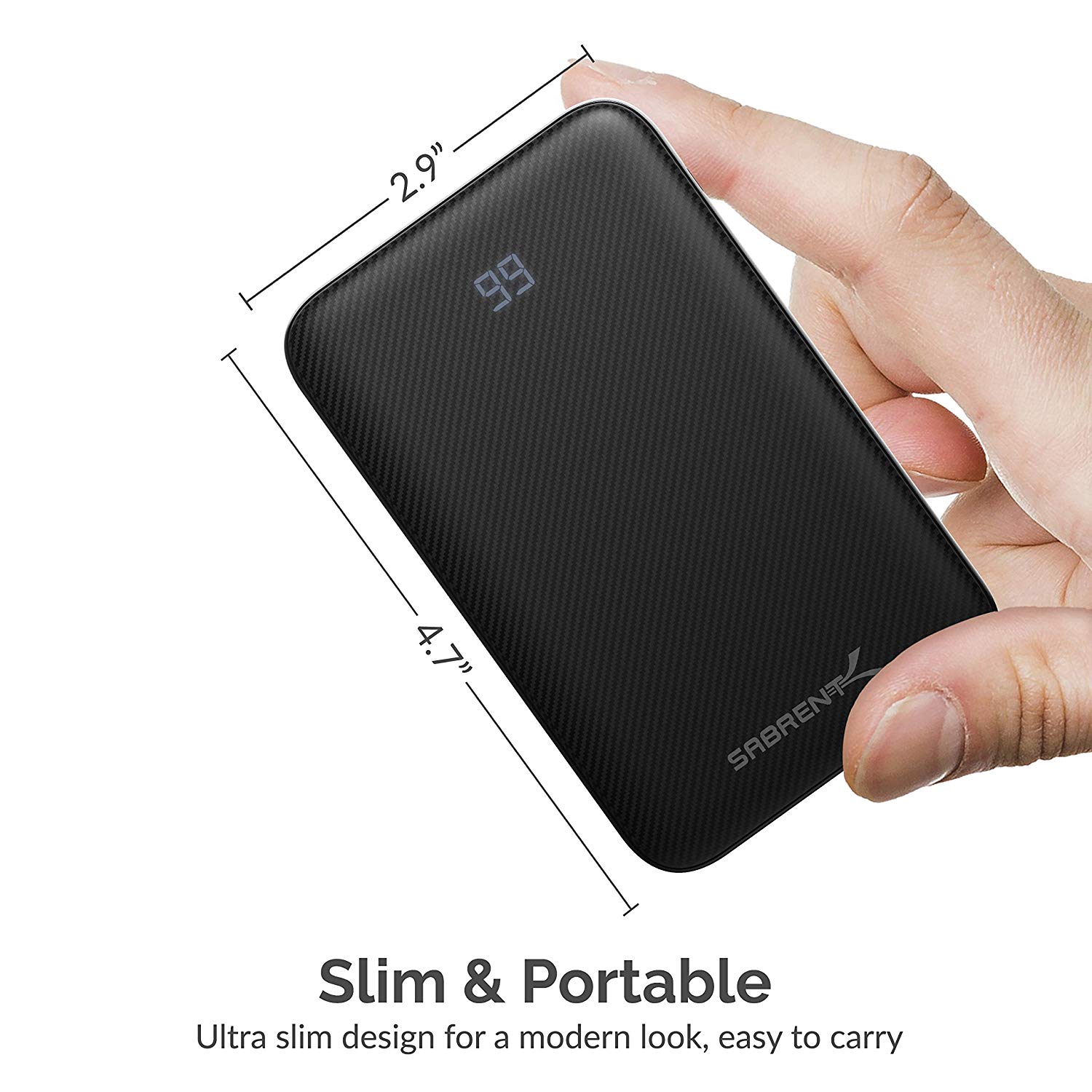 Sabrent 20000 mAh USB C PD Power Bank with Quick Charge 3.0 USB (PB-Y20B)