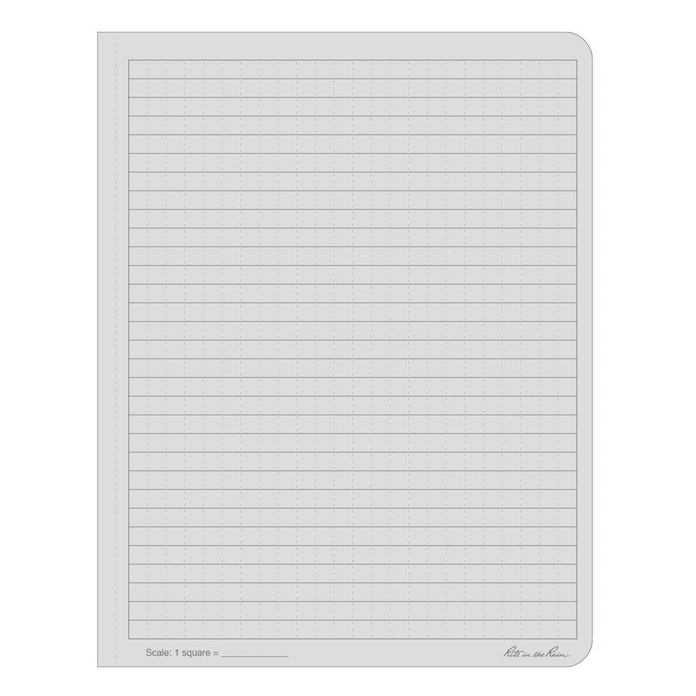 Rite in the Rain Weatherproof Hard Cover Notebook, 6 3/4" x 8 3/4", Gray Cover, Universal Pattern (No. 870F-LG)