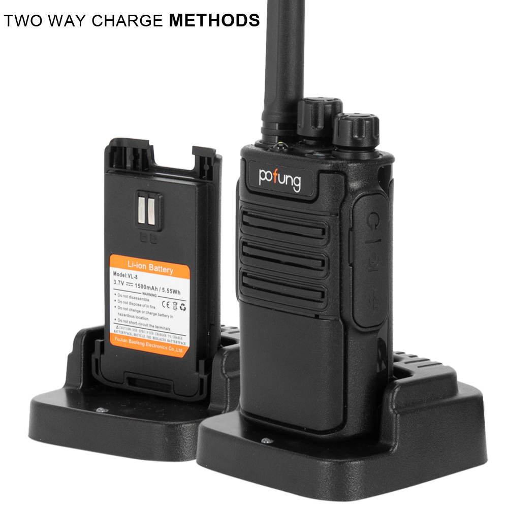 pofung USB 2pcs F8 2W 1500mAh 16-Channel Black Detachable Panel Fixed Antenna USB Integrated Charger Adult Analog Walkie-Talkie