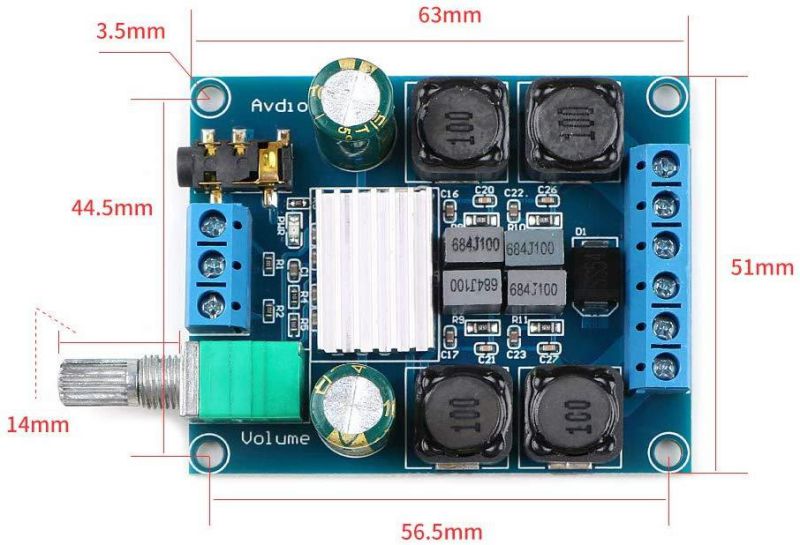 MakerHawk 2Pcs Digital Amplifier Board, TPA3116D2 Two-Channel Stereo High Power Digital Subwoofer Power Amplifier Board 2x50W 5V 12V 24V for Store Solicitation Home Theater Square Speakers DIY