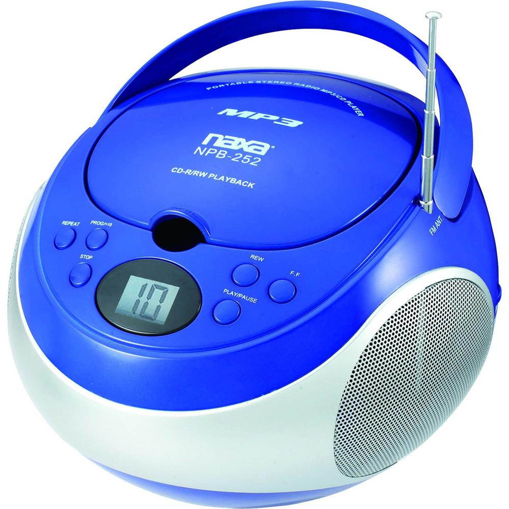 Naxa NPB252BL Portable CD/MP3 Players with AM/FM Stereo (Blue)