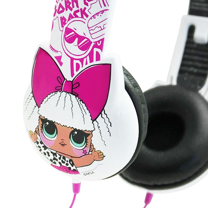 L.O.L. Surprise! Kid-Safe Headphones and Sticker Sheet in Pink and Black