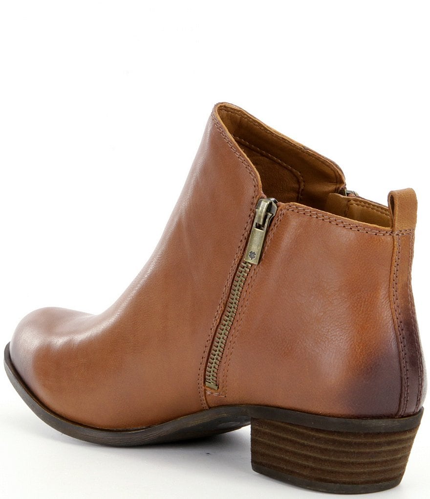 Lucky Brand Basel Smooth Leather Side Zip Block Heel Booties