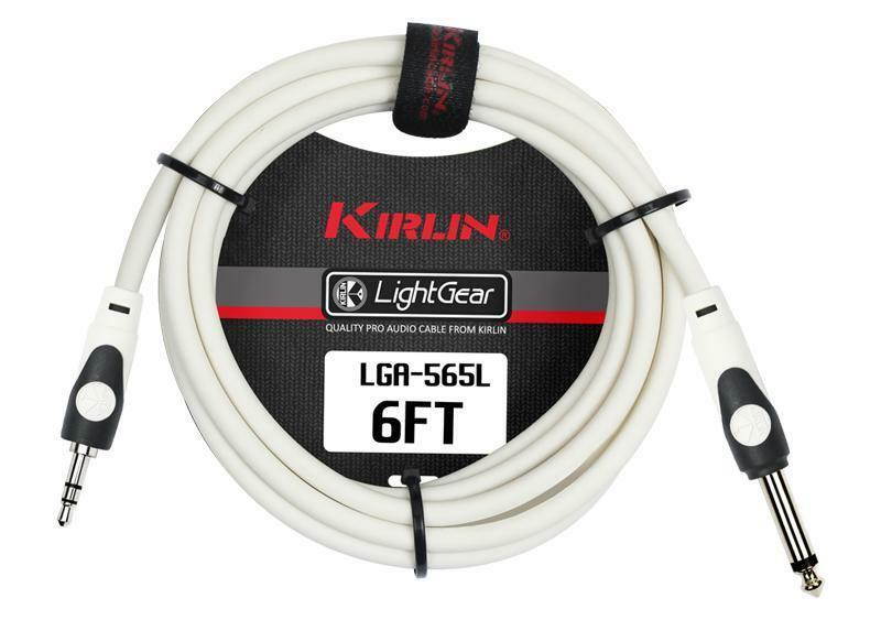 6ft Kirlin 3.5mm TRS Male to 1/4" TS Male Oxygen-Free-Copper Audio Cable, White