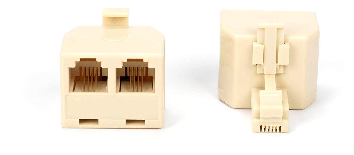 Duplex Modular Phone Wall Jack Adapter (IVORY) RJ11 - Splitter | One Pack