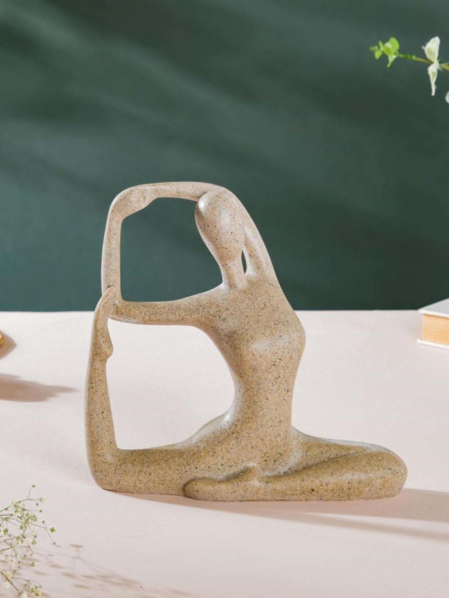 Nestasia Premium Quality Resin Made Cream Smooth Finish Yoga Showpiece For Home Decoration 8.26"