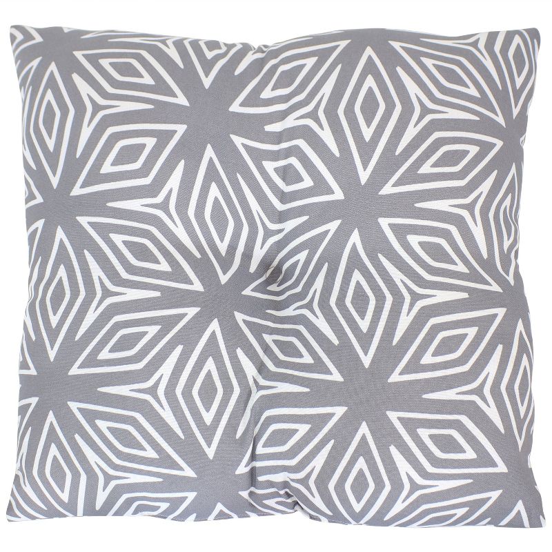 Sunnydaze Indoor/Outdoor Weather-Resistant Polyester Square Tufted Pillow with Zipper Closures - 19" - Gray Geometric - 2pk