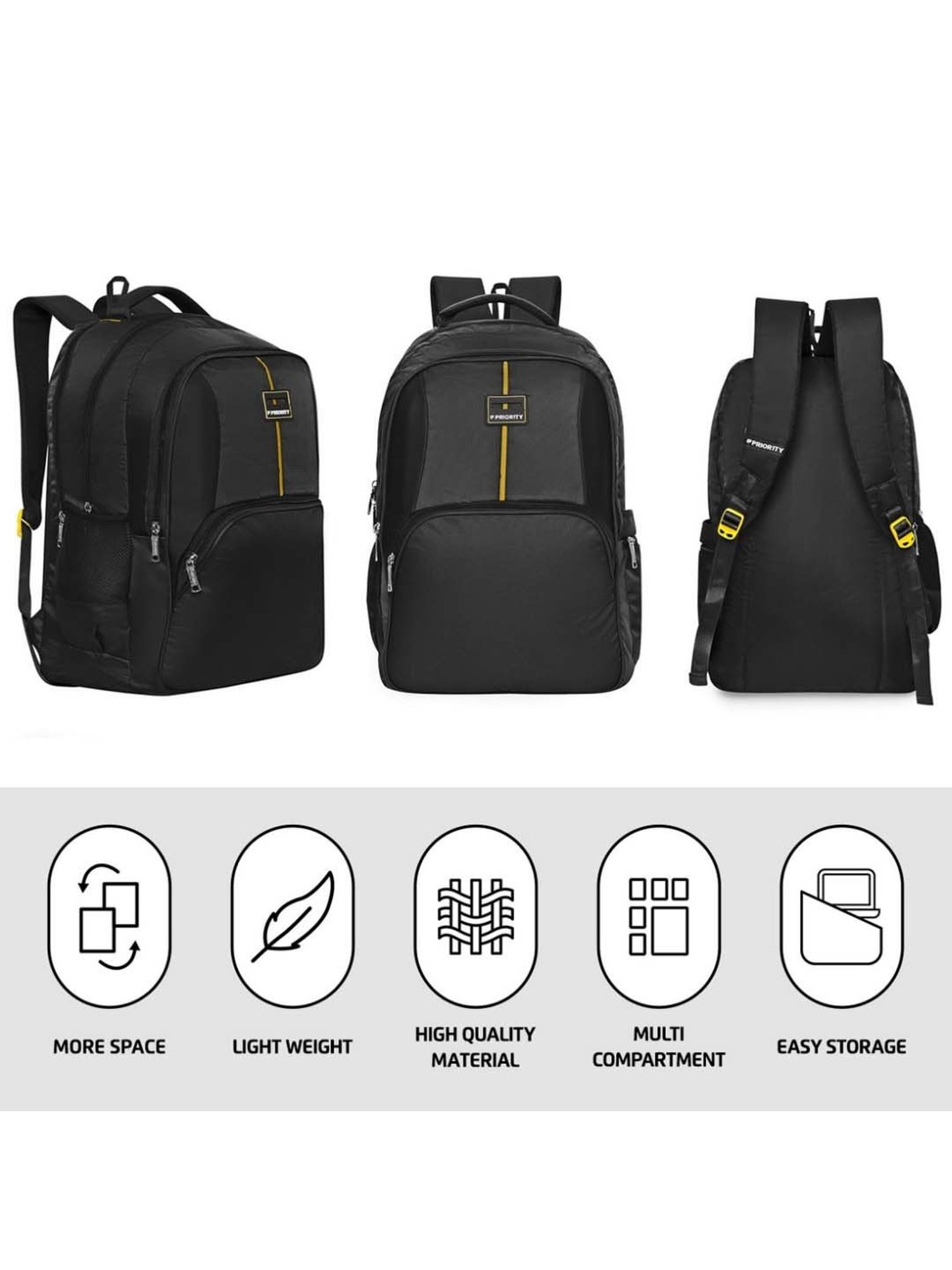 Priority Rumble 002 Black Polyester Solid Laptop Backpack - 39.47 Ltrs