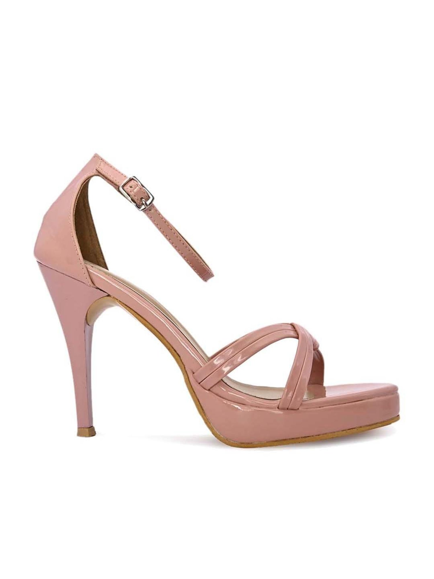 Hydes N Hues Women's Nude Pink Ankle Strap Stilettos