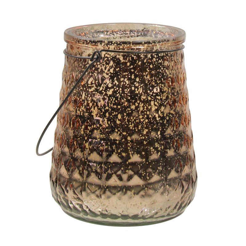 Kaemingk 14" Bronze and Clear Mercury Style Glass Hurricane