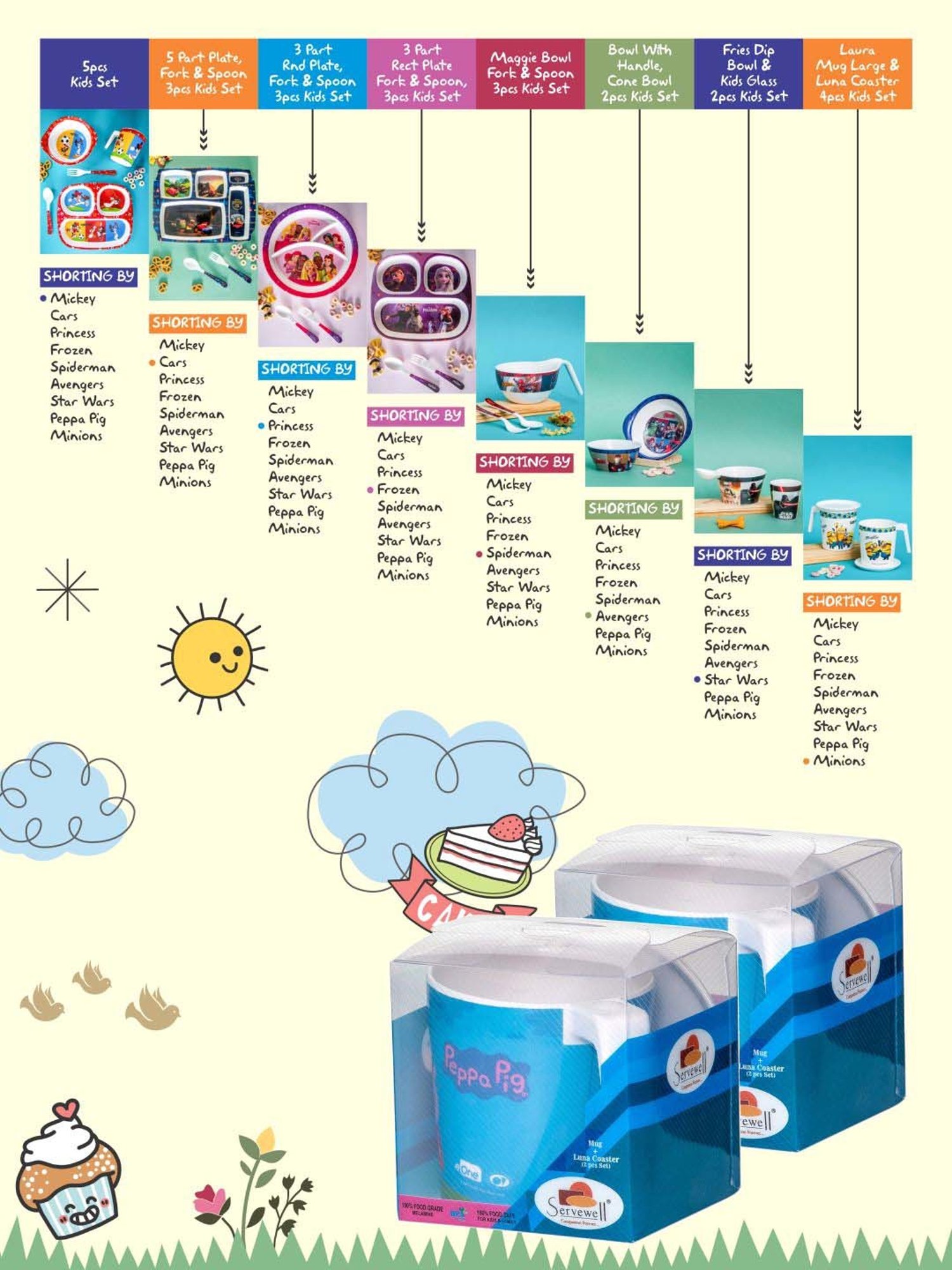 Servewell Peppa Pig Blue Melamine Laura Mug Large Kids Set (0.32 L) - Set of 4